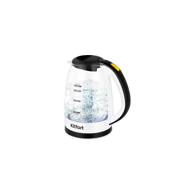 Чайник электрический KitFort КТ-6637, 2200Вт, белый и черный фото 1