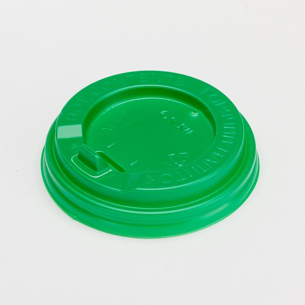 Крышка к стаканам 250мл зеленая d80мм с откидным клапаном "ГС" - 100 шт фото 1