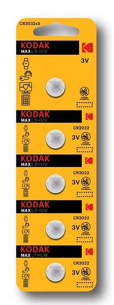 Батарейка Kodak CR2032-5BL MAX Lithium (60/360/69120) KODAK Б0018717 фото 1