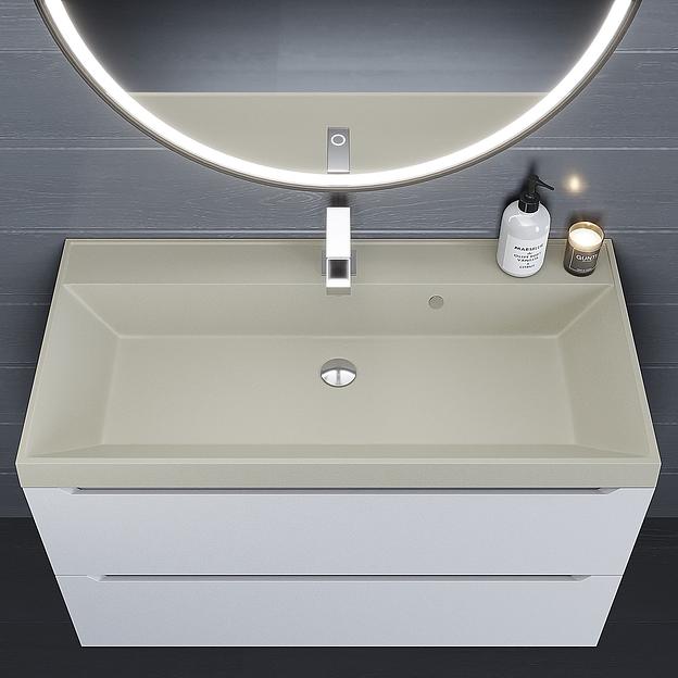 Раковина кварцевая для ванной Uperwood Classic Quartz 100 см, бежевая матовая, лён фото 6