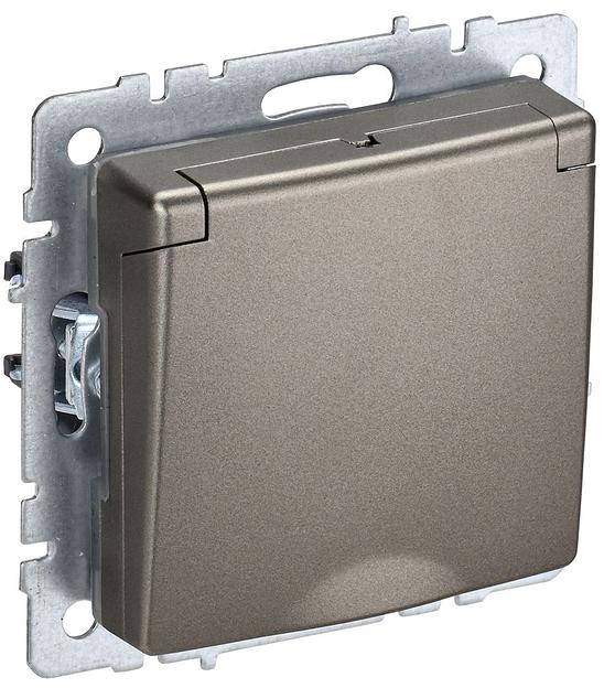 IEK BR-R16-16-K37 BRITE Роз. с з/к/ш с кр. 16А IP20 РСбш10-3-БрШ шамп. фото 1