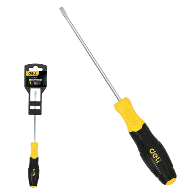Шлицевая отвертка Deli DL6382501N 8х250мм сталь Cr-V, двухкомпонентная прорезиненная рукоять фото 1