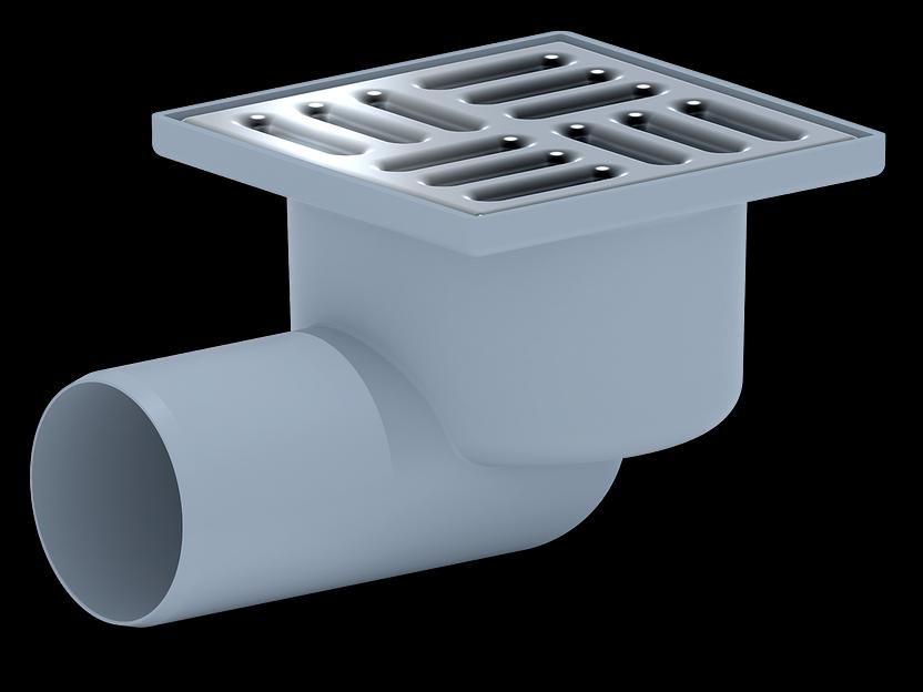 Трап горизонтальный выпуск 50 нержавеющая решетка 10х10см нерегулируемый сухой затвор фото 1