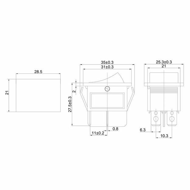 Rexant 36-2310 Выключатель клавишный 250V 15А (4с) ON-OFF черный фото 2