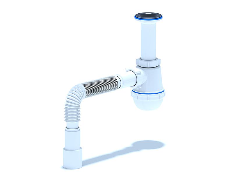 Сифон для мойки АНИ Грот 1 1/2'X40 литой выпуск с гибкой трубой 40х40/50 фото 1