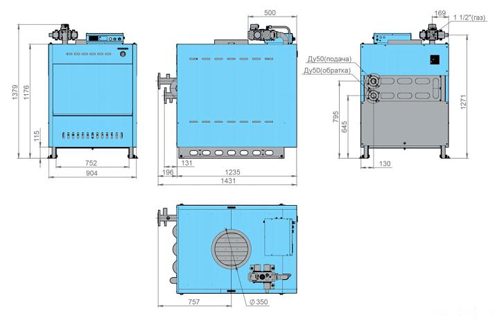 Напольный газовый котел «Rossen» RSA 250 с автоматикой безопасности Honeywell - 110 С фото 2