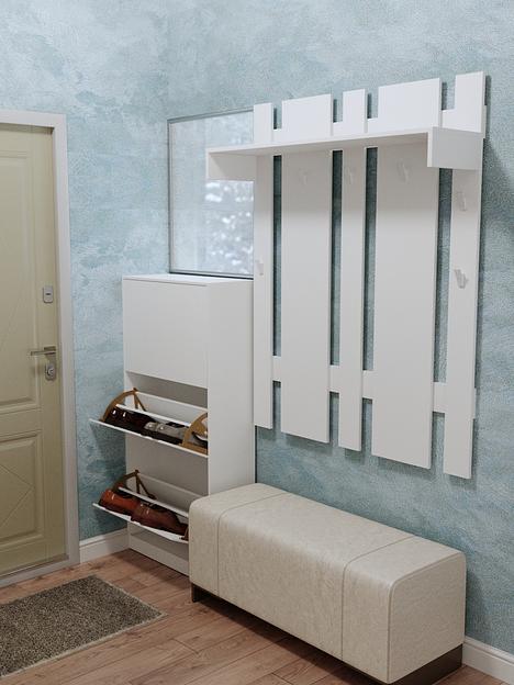 Вешалка настенная Wood&Stone «Малави» белая 104×28.2×130 см фото 4