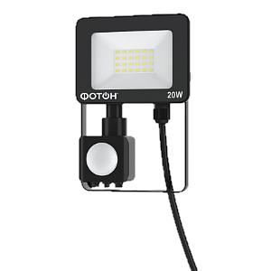 Прожектор светодиод. сетевой "ФОТОН" FL-20W6K65-PIR с датчиком движ (черный) фото 1