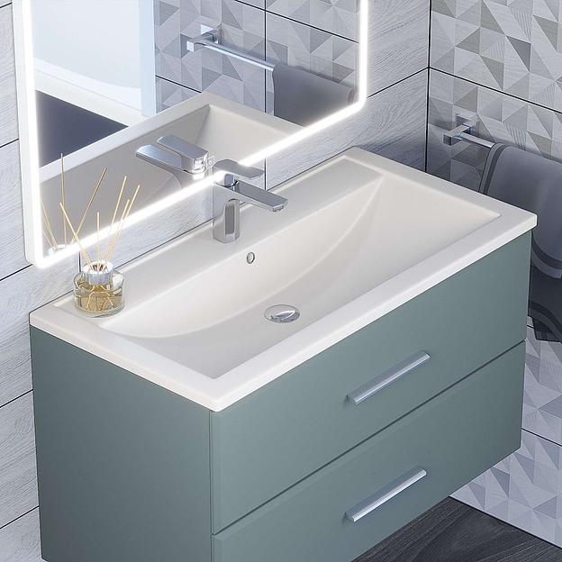 Раковина кварцевая для ванной Uperwood Foster Quartz 90 см, белая матовая, жасмин фото 1