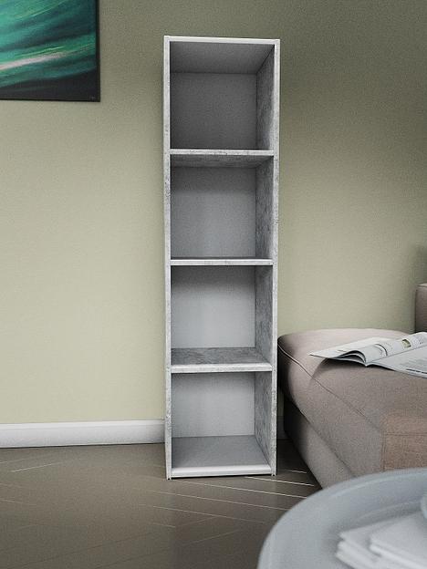 Стеллаж универсальный 4-секционный Wood&Stone «Малави» 320 цемент светлый 136×34.5×35.7 см фото 7