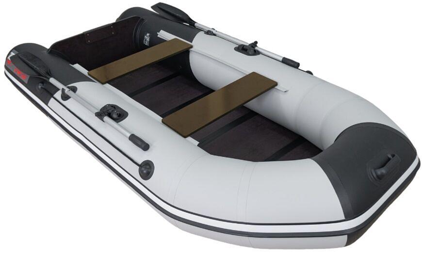 Лодка Таймень NX 2850 киль, слань , 2850*1320*400 мм., цвет: серый-черный фото 2