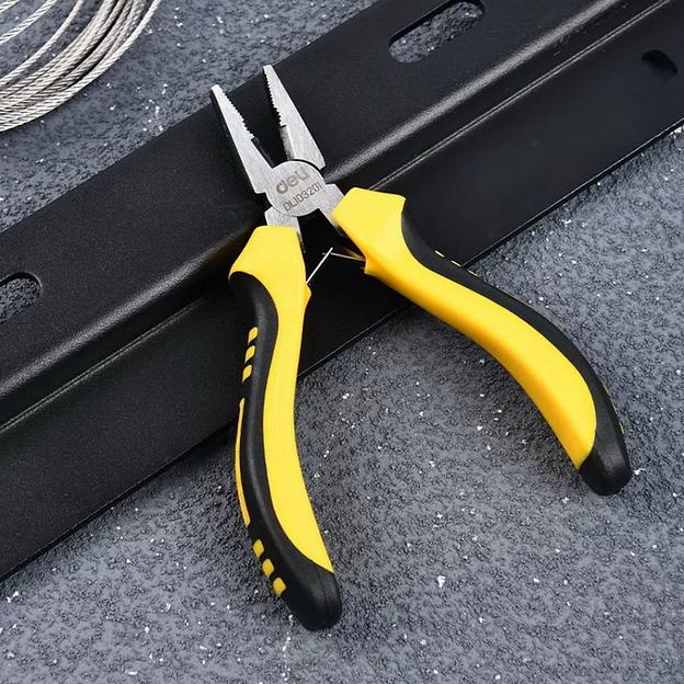 Мини-плоскогубцы Deli DL103201 115мм, двухкомпонентная рукоять фото 2