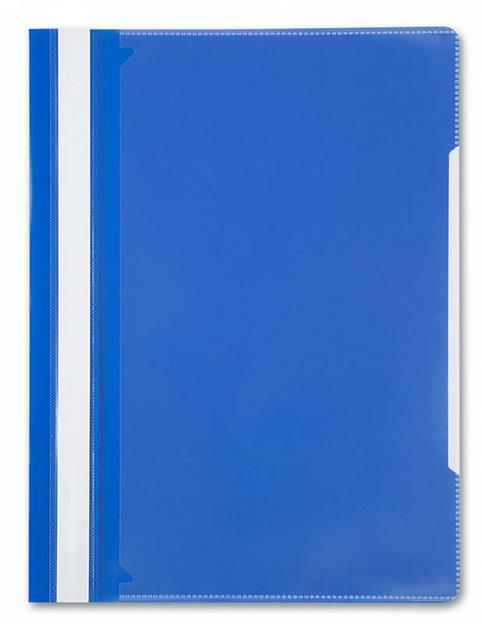 Папка-скоросшиватель Бюрократ -PS-K20BLU A4 прозрач.верх.лист карм.на лиц.стор. пластик синий 0.12/0.16 фото 1