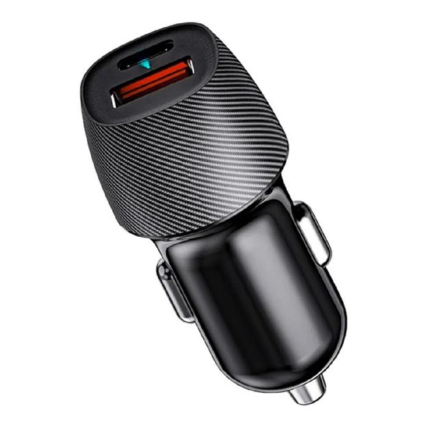 Автомобильное зарядное устройство с двумя портами (USB-A QC 3.0 + USB-C PD) со световой индикацией, 38Вт, черное REXANT фото 1