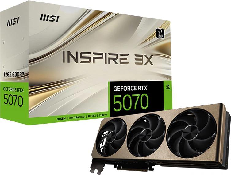 Видеокарта MSI PCI-E 5.0 RTX 5070 12G INSPIRE 3X NVIDIA GeForce RTX 5070 12Gb 192bit GDDR7 2542/28000 HDMIx1 DPx3 HDCP Ret фото 5