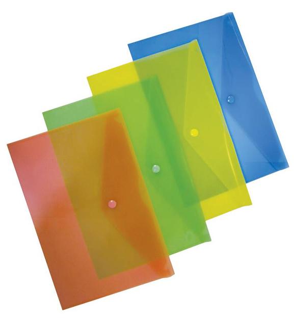 Конверт на кнопке Бюрократ -PK803AYEL A4 пластик 0.18мм желтый фото 2