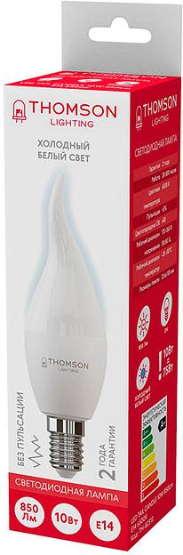 Лампа светодиодная Thomson TH-B2313 10Вт цок.:E14 свеча 220B 6500K св.свеч.бел.хол. Tail Candle (упак.:1шт) фото 4