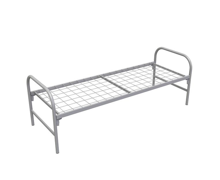 Кровать металлическая одноярусная для рабочих и строителей, 1924х707х616 мм, цвет серый фото 1