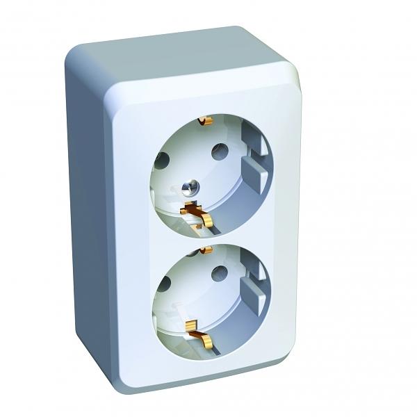 Systeme electric PA16-007B ЭТЮД О/У двойная РОЗЕТКА с заземлением без шторок 16А 250B, БЕЛЫЙ, Россия фото 3