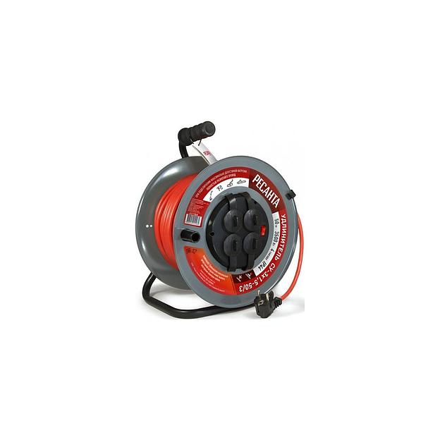 Удлинитель силовой Ресанта СУ-2х1-10/0 (IP44), розеток 1шт, 2x1.0 кв.мм, 10м, ПВС, без катушки, красный [61/118/1] фото 1