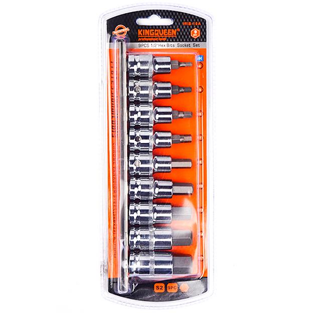 Набор шестрегранных бит 1/2 (HEX) 9 предметов KINGQUEEN WIB-10A фото 1