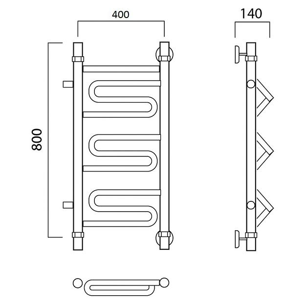 Полотенцесушитель водяной Роснерж Зиг-Заг L105001 80x40 с боковым подключением 500 фото 2