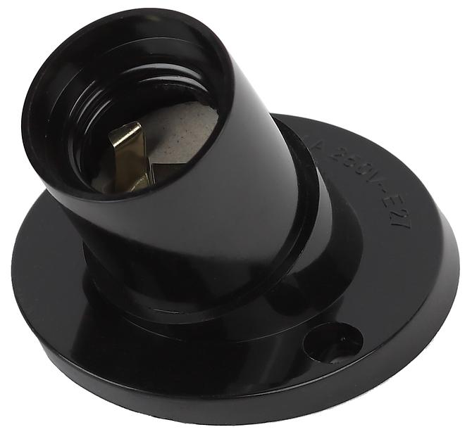 Патрон Е27 настенный, бакелит, черный (x50) (50/200/3600) ЭРА Б0044082 фото 1