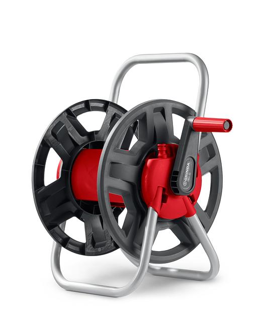 GRINDA HRM-45, для шлангов 45м x 1/2″ и 15м х 3/4″, стальные опоры, пластиковый барабан, катушка для шлангов (8-428405) фото 1