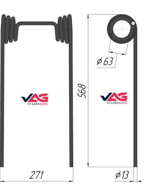 Зуб пружинный на культиватор и сеялку R60000 (10029373) ОПТ фото 2