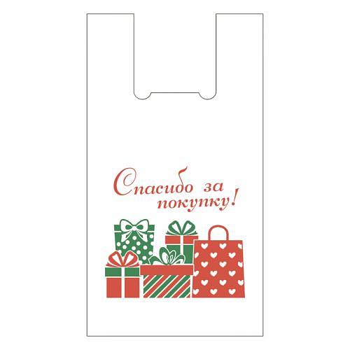 Полиэтиленовый пакет-майка «Спасибо за покупку» ПНД, 15 мкм ОПТ фото 1