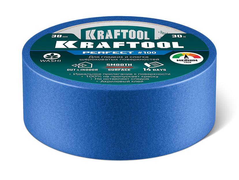 KRAFTOOL #100 Perfect 38 мм х 30 м, для гладких и шероховатых поверхностей, малярная лента (12101-38) фото 6
