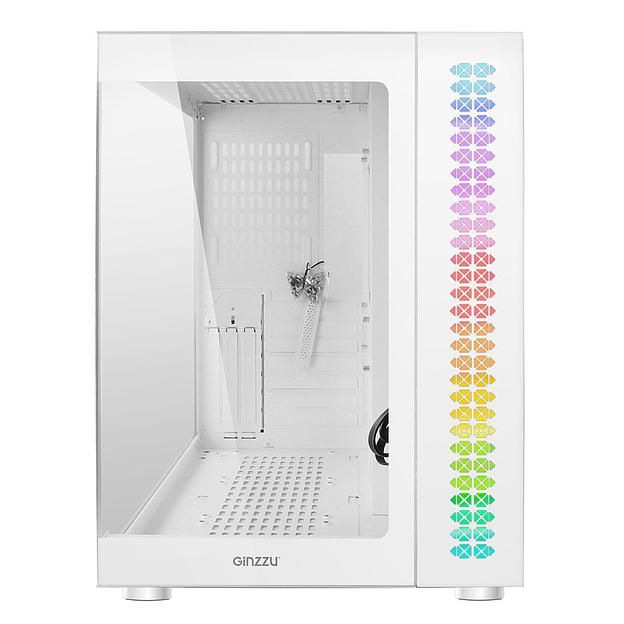Ginzzu V580 RGB подсветка, закаленное стекло 1*USB 3.0,1*USB 2.0, AU Белый ATX фото 2