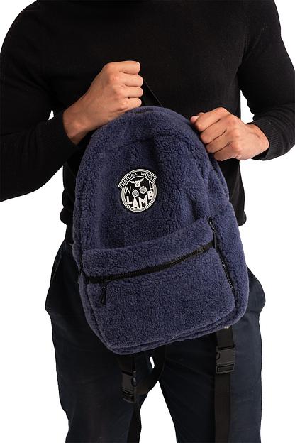 Меховой рюкзак на молнии из овечьей шерсти, индиго опт фото 1