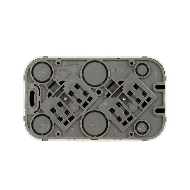 Блок силовая (2розет.) Legrand Quteo (782267) откр. зазем. штор. IP20 слоновая кость фото 3