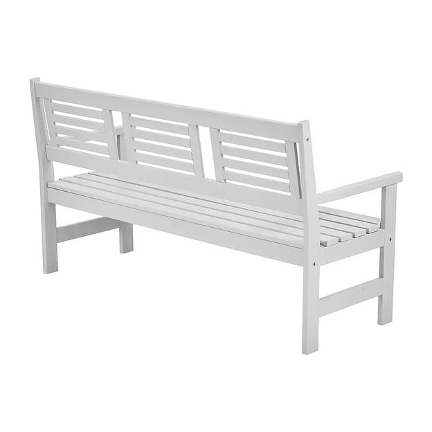 Скамья деревянная для сада и дачи, для 3-х человек Хольмен светло-серая ОПТ фото 9