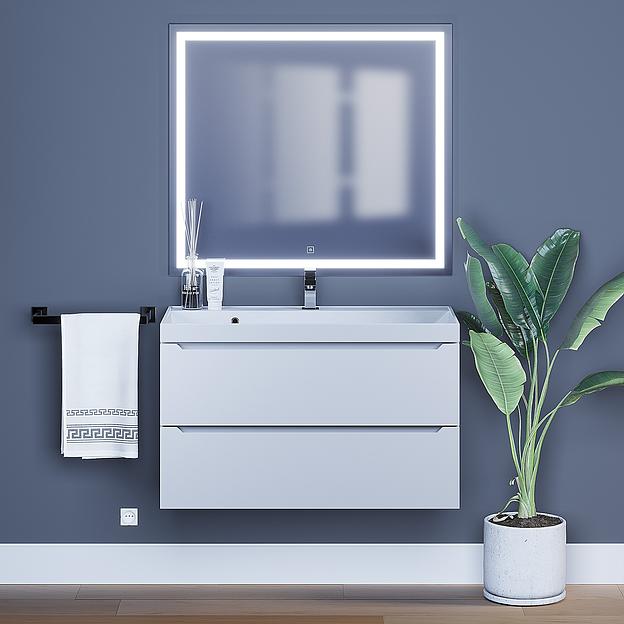 Тумба под раковину для ванной Uperwood Tanos 90 см, подвесная, белая матовая фото 2