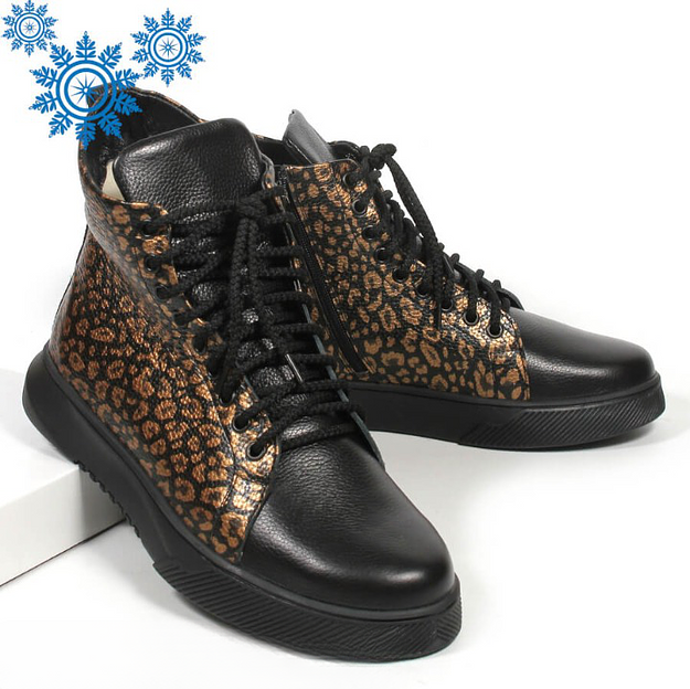 Зимние ботинки TAIS на шнурках с молнией, арт.MT238-2-Ш чёрно-золотой ОПТ фото 5