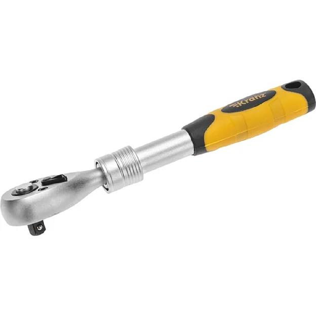 Kranz (KR-12-8413) Ключ телескопический трещоточный 1/4, 162-210мм, CrV, двухкомпонентная рукоятка фото 1