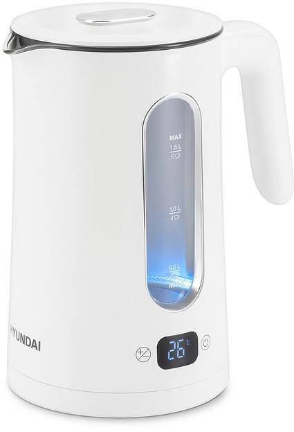 Чайник электрический Hyundai HYK-G5510 1.5л. 2200Вт белый/прозрачный корпус: стекло фото 1