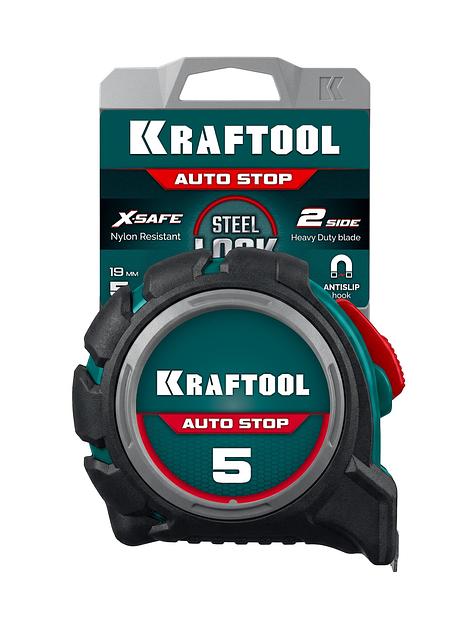 KRAFTOOL AutoStop 5м х 19мм, профессиональная рулетка с автостопом (3412-5-19) фото 4