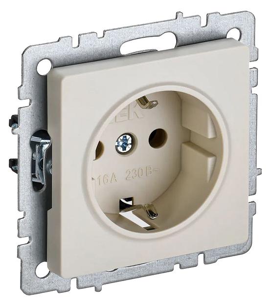 Розетка силов. IEK Brite РС11-1-0-БрКр BR-R11-16-K10 одинар. скрыт. зазем. бежевый (упак.:1шт) фото 1