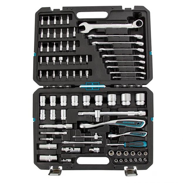 Набор инструментов, 1/4, 1/2, CrV, 120 зубьев, 82 предмета фото 3