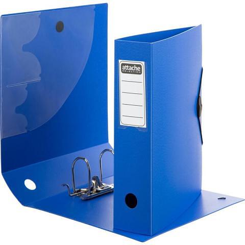 Папка-регистратор, А4, 80 мм, полифом, на резинке, синий, Attache фото 1