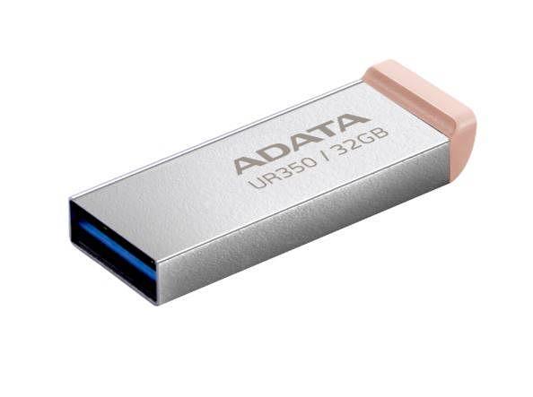 Флеш накопитель 32GB A-DATA UR350, USB 3.2, металл/коричневый фото 1