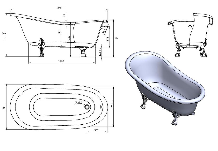 Мраморная ванна Castone «Даллас» фото 9