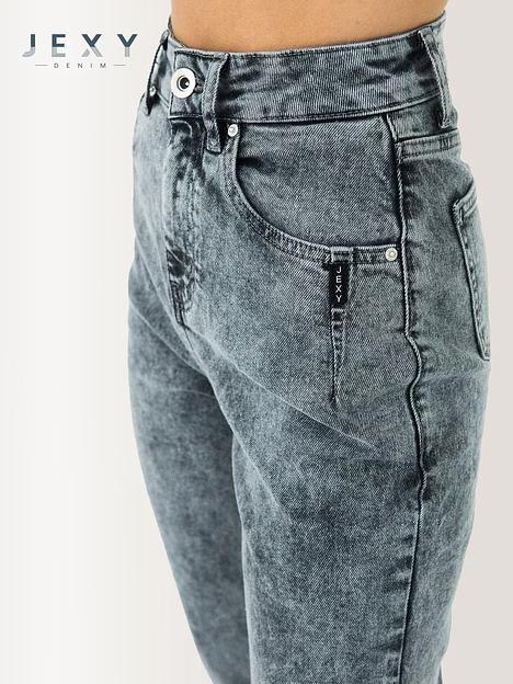 Джинсы мом JEXY с высокой посадкой, серо-голубой фото 5