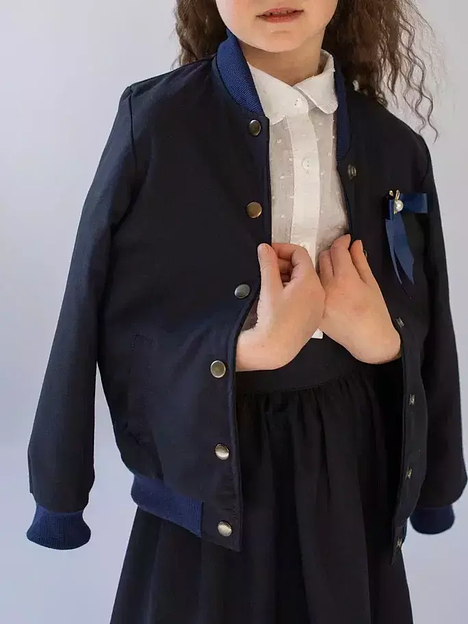 Бомбер школьный на девочку KristiKlo синий ОПТ фото 3