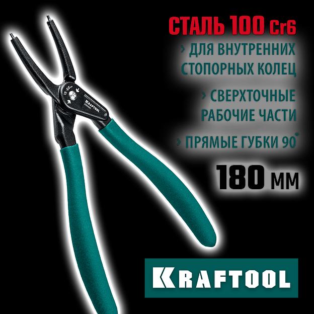 KRAFTOOL 180 мм, прямые губки, внутренний, Ссъемник стопорных колец (22812-1) фото 2