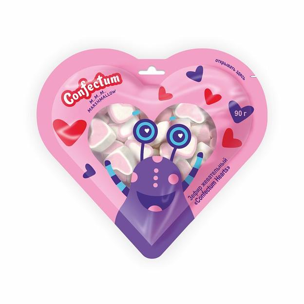 Маршмеллоу Confectum «Hearts» в форме сердечек с ароматом клубники 20 шт по 90 г ОПТ фото 1