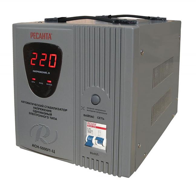 Стабилизатор напряжения Ресанта АСН-5000/1-Ц электронный однофазный серый фото 1